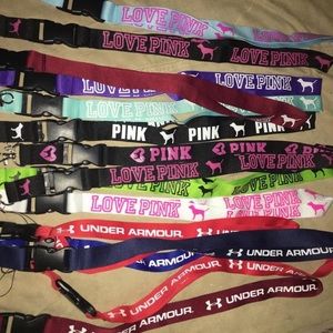 Pink and under armour lanyards